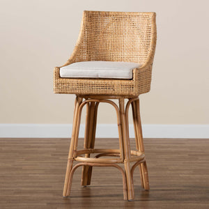 Baxton Studio Bella Modern Bohemian Natural Brown Rattan Bar Stool