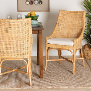 Baxton Studio Bella Modern Bohemian Natural Brown Rattan Dining Chair