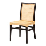 Load image into Gallery viewer, Baxton Studio Lingga Modern Bohemian Dark Brown Mahogany Wood And Natural Rattan Dining Chair
