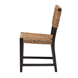 Baxton Studio Alise Modern Bohemian Dark Brown Mahogany Wood And Seagrass Dining Chair