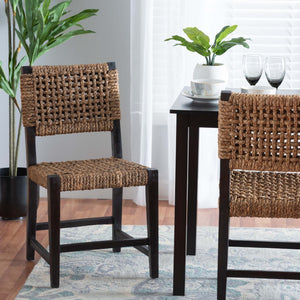 Baxton Studio Alise Modern Bohemian Dark Brown Mahogany Wood And Seagrass Dining Chair