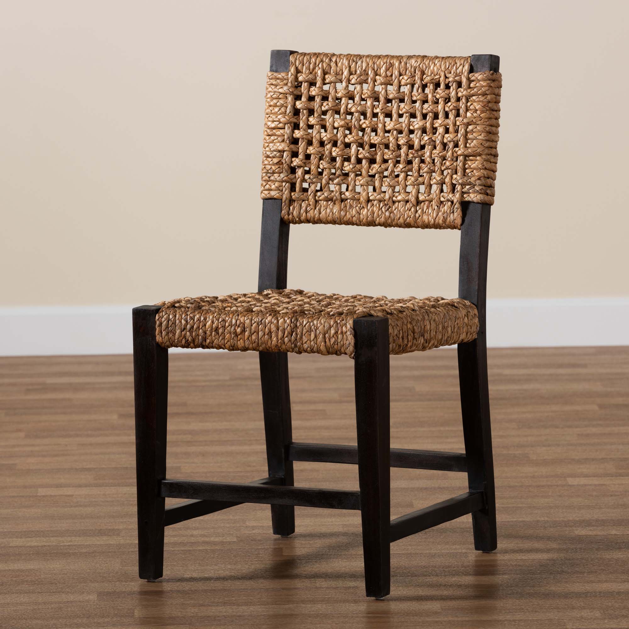 Baxton Studio Alise Modern Bohemian Dark Brown Mahogany Wood And Seagrass Dining Chair