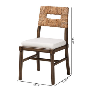 Baxton Studio Porsha Modern Bohemian Dark Brown Finished Mahogany Wood And Natural Rattan Dining Chair