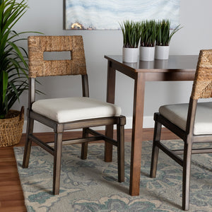 Baxton Studio Porsha Modern Bohemian Dark Brown Finished Mahogany Wood And Natural Rattan Dining Chair