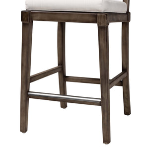 Baxton Studio Porsha Modern Bohemian Dark Brown Finished Mahogany Wood And Natural Rattan Counter Stool