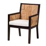 Load image into Gallery viewer, Baxton Studio Joana Modern Bohemian Dark Brown Mahogany Wood And Natural Seagrass Dining Arm Chair
