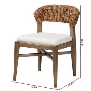 Baxton Studio Chloe Modern Bohemian Walnut Brown Finished Mahogany Wood And Natural Rattan Dining Chair