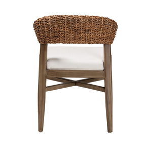 Baxton Studio Chloe Modern Bohemian Walnut Brown Finished Mahogany Wood And Natural Rattan Dining Chair