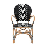 Load image into Gallery viewer, Baxton Studio Wallis Modern French Two-Tone Black And White Weaving And Natural Rattan Indoor Dining Chair
