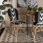 Load image into Gallery viewer, Baxton Studio Wallis Modern French Two-Tone Black And White Weaving And Natural Rattan Indoor Dining Chair
