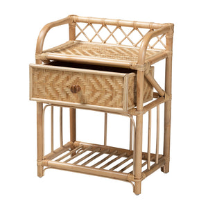 Baxton Studio Kobie Modern Bohemian Natural Brown Rattan 1-Drawer Nightstand