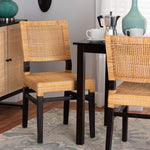 Load image into Gallery viewer, Baxton Studio Lesia Modern Bohemian Natural Brown Rattan And Espresso Brown Mahogany Wood Dining Chair
