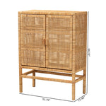 Load image into Gallery viewer, Baxton Studio Vivan Modern Bohemian Natural Brown Rattan And Mahogany Wood 3-Shelf Storage Cabinet
