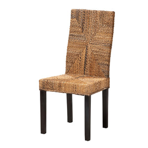 Baxton Studio Laymi Modern Bohemian Dark Brown Mahogany Wood And Seagrass Dining Chair