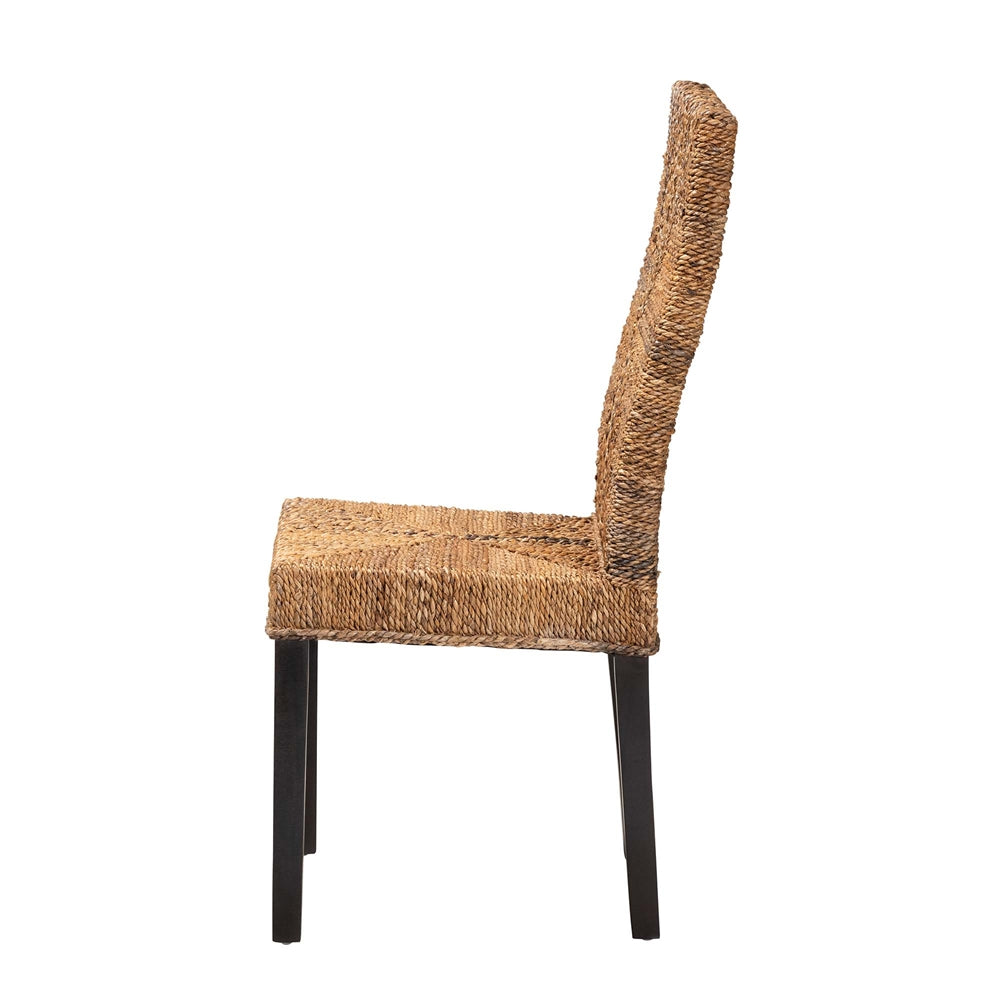 Baxton Studio Laymi Modern Bohemian Dark Brown Mahogany Wood And Seagrass Dining Chair