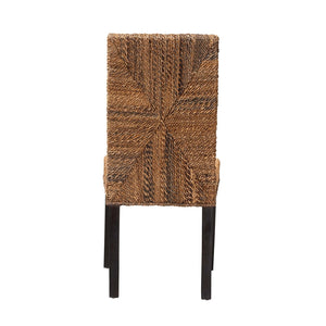 Baxton Studio Laymi Modern Bohemian Dark Brown Mahogany Wood And Seagrass Dining Chair