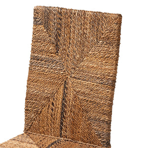 Baxton Studio Laymi Modern Bohemian Dark Brown Mahogany Wood And Seagrass Dining Chair