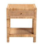 Load image into Gallery viewer, Baxton Studio Adelia Modern Bohemian Natural Rattan And Mahogany Wood 1-Drawer Nightstand
