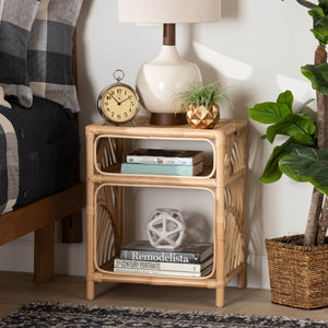 Baxton Studio Baara Modern Bohemian Natural Brown Rattan Nightstand