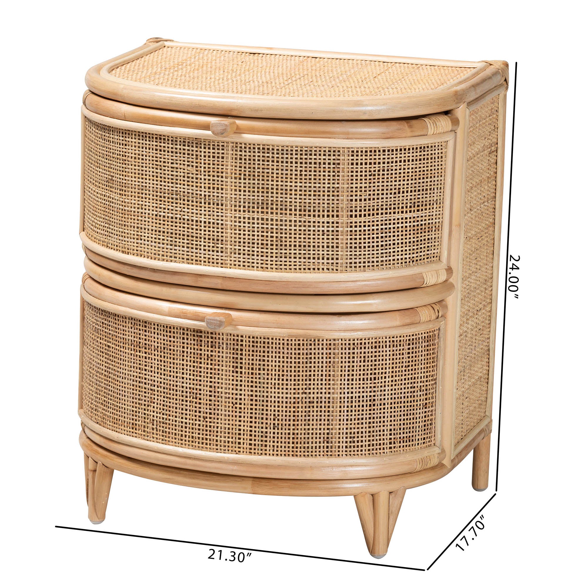 Baxton Studio Oleta Modern Bohemian Natural Brown Rattan 2-Drawer Nightstand