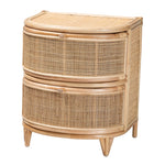 Load image into Gallery viewer, Baxton Studio Oleta Modern Bohemian Natural Brown Rattan 2-Drawer Nightstand
