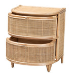 Load image into Gallery viewer, Baxton Studio Oleta Modern Bohemian Natural Brown Rattan 2-Drawer Nightstand
