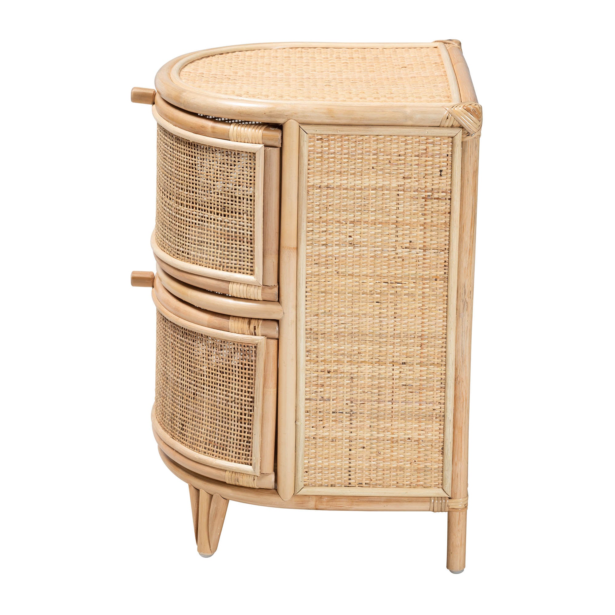 Baxton Studio Oleta Modern Bohemian Natural Brown Rattan 2-Drawer Nightstand