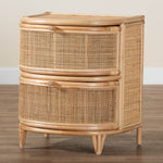 Load image into Gallery viewer, Baxton Studio Oleta Modern Bohemian Natural Brown Rattan 2-Drawer Nightstand
