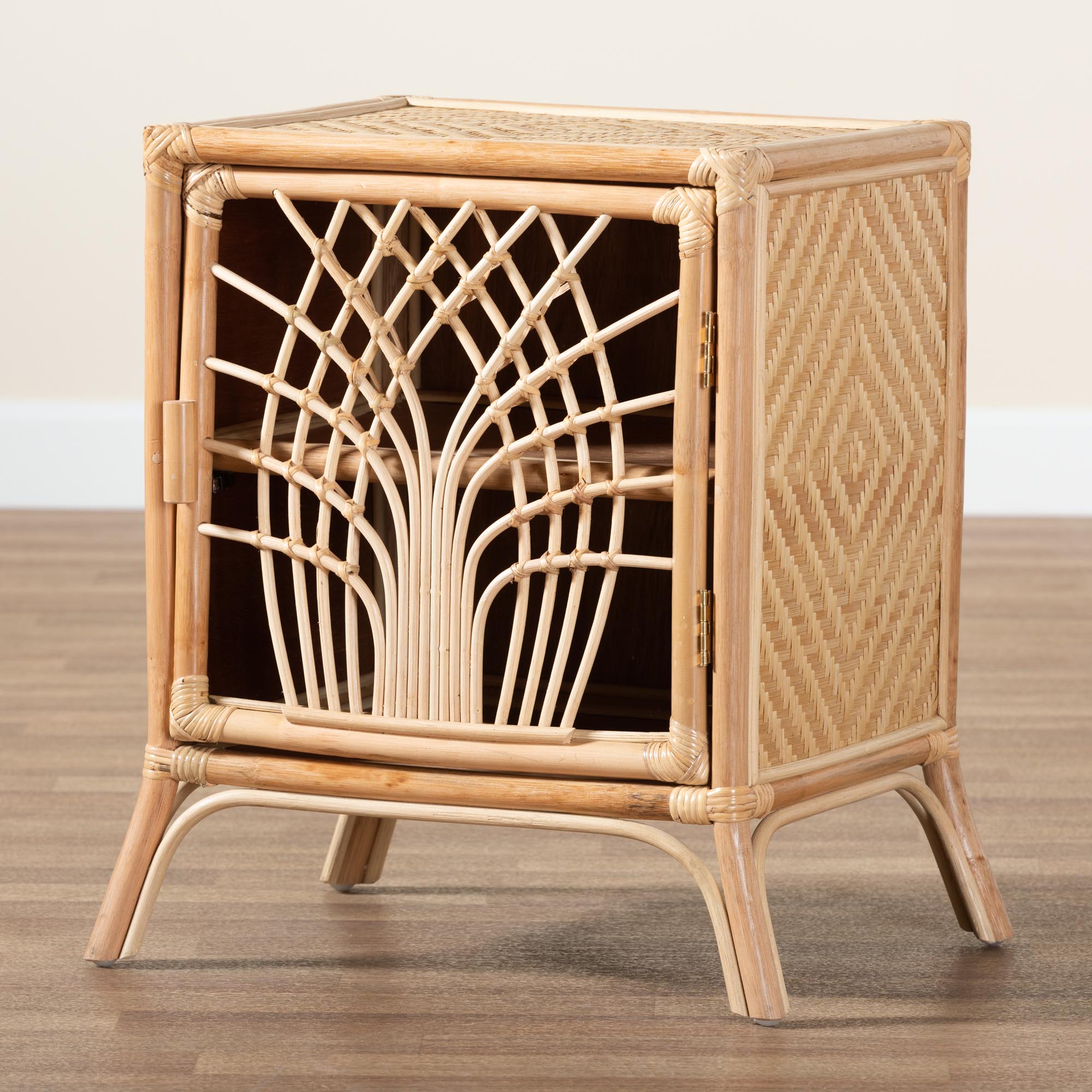 Baxton Studio Danna Modern Bohemian Natural Brown Rattan Nightstand