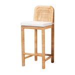 Load image into Gallery viewer, Baxton Studio Zariah Modern Bohemian Natural Brown Rattan And Mahogany Wood Bar Stool
