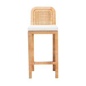 Baxton Studio Zariah Modern Bohemian Natural Brown Rattan And Mahogany Wood Bar Stool