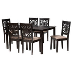 Load image into Gallery viewer, Baxton Studio Olympia Modern Beige Fabric And Espresso Brown Finished Wood 7-Piece Dining Set
