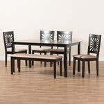 Load image into Gallery viewer, Baxton Studio Olympia Modern Beige Fabric And Espresso Brown Finished Wood 6-Piece Dining Set
