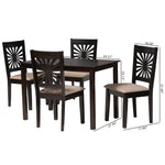 Load image into Gallery viewer, Baxton Studio Olympia Modern Beige Fabric And Espresso Brown Finished Wood 5-Piece Dining Set
