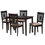 Load image into Gallery viewer, Baxton Studio Olympia Modern Beige Fabric And Espresso Brown Finished Wood 5-Piece Dining Set
