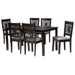 Load image into Gallery viewer, Baxton Studio Olympia Modern Grey Fabric And Espresso Brown Finished Wood 7-Piece Dining Set
