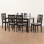 Load image into Gallery viewer, Baxton Studio Olympia Modern Grey Fabric And Espresso Brown Finished Wood 7-Piece Dining Set
