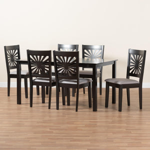 Baxton Studio Olympia Modern Grey Fabric And Espresso Brown Finished Wood 7-Piece Dining Set