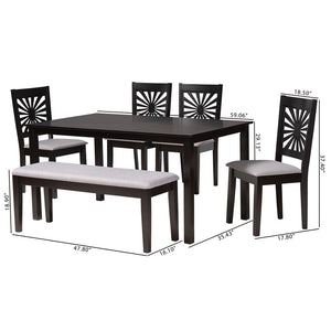 Baxton Studio Olympia Modern Grey Fabric And Espresso Brown Finished Wood 6-Piece Dining Set