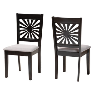 Baxton Studio Olympia Modern Grey Fabric And Espresso Brown Finished Wood 2-Piece Dining Chair Set