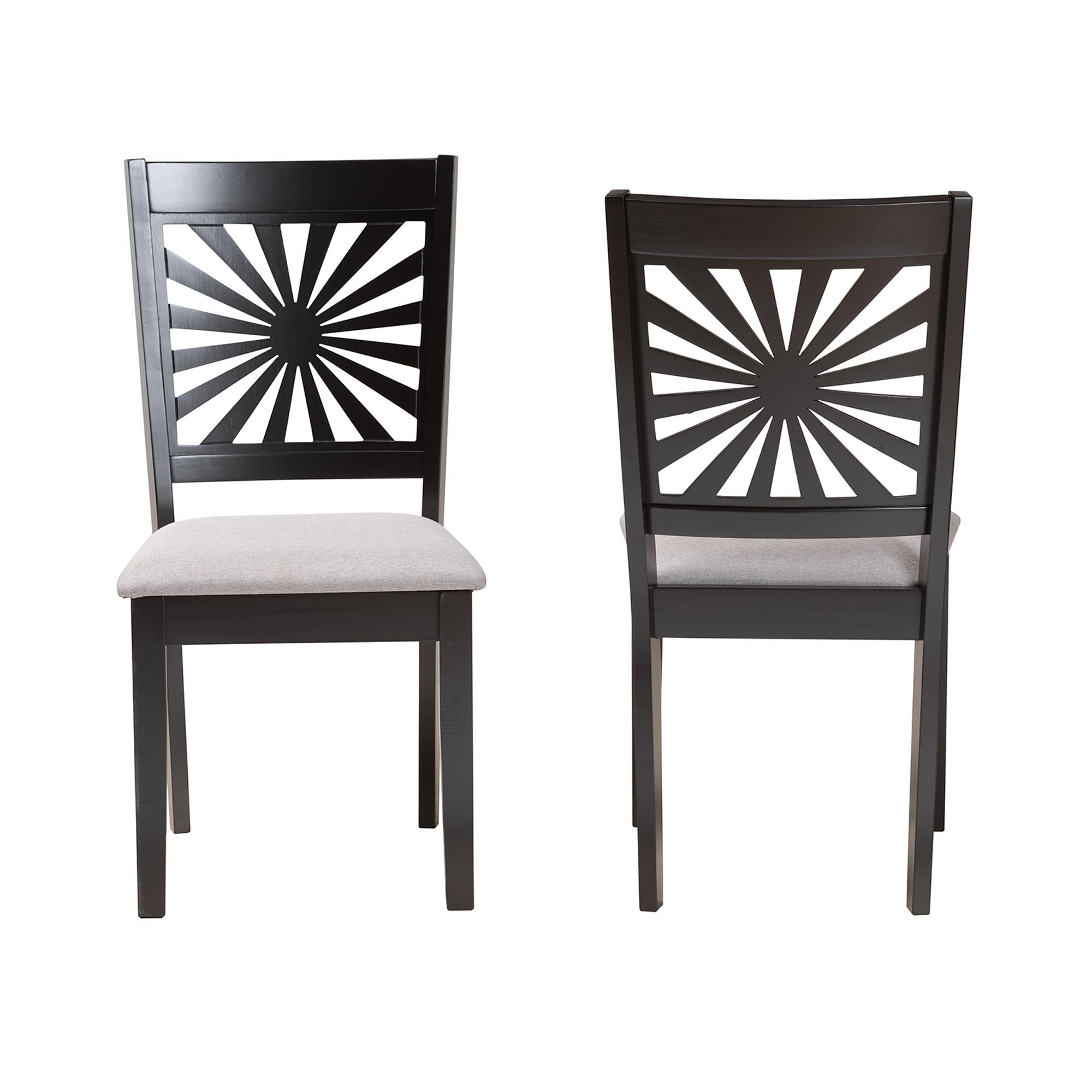 Baxton Studio Olympia Modern Grey Fabric And Espresso Brown Finished Wood 2-Piece Dining Chair Set