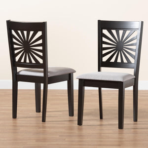 Baxton Studio Olympia Modern Grey Fabric And Espresso Brown Finished Wood 2-Piece Dining Chair Set