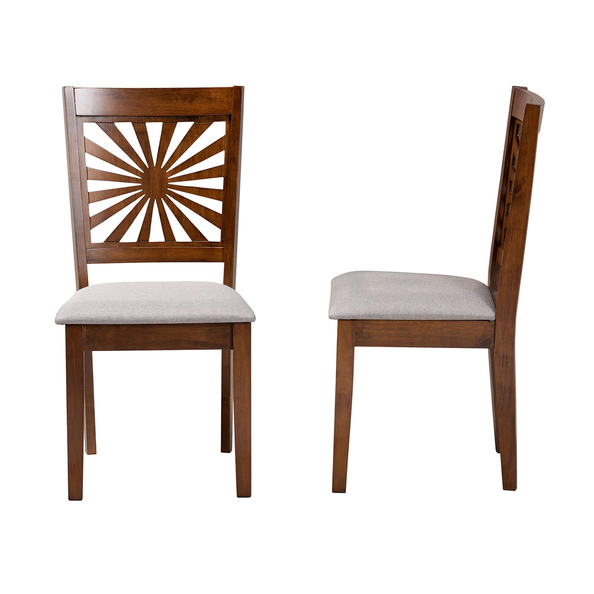 Baxton Studio Olympia Modern Grey Fabric And Walnut Brown Finished Wood 2-Piece Dining Chair Set