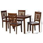 Load image into Gallery viewer, Baxton Studio Olympia Modern Grey Fabric And Walnut Brown Finished Wood 5-Piece Dining Set
