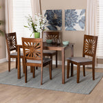 Load image into Gallery viewer, Baxton Studio Olympia Modern Grey Fabric And Walnut Brown Finished Wood 5-Piece Dining Set
