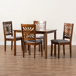 Load image into Gallery viewer, Baxton Studio Olympia Modern Grey Fabric And Walnut Brown Finished Wood 5-Piece Dining Set
