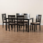 Load image into Gallery viewer, Baxton Studio Deanna Modern Beige Fabric And Dark Brown Finished Wood 7-Piece Dining Set
