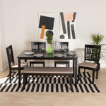 Load image into Gallery viewer, Baxton Studio Deanna Modern Beige Fabric And Dark Brown Finished Wood 6-Piece Dining Set
