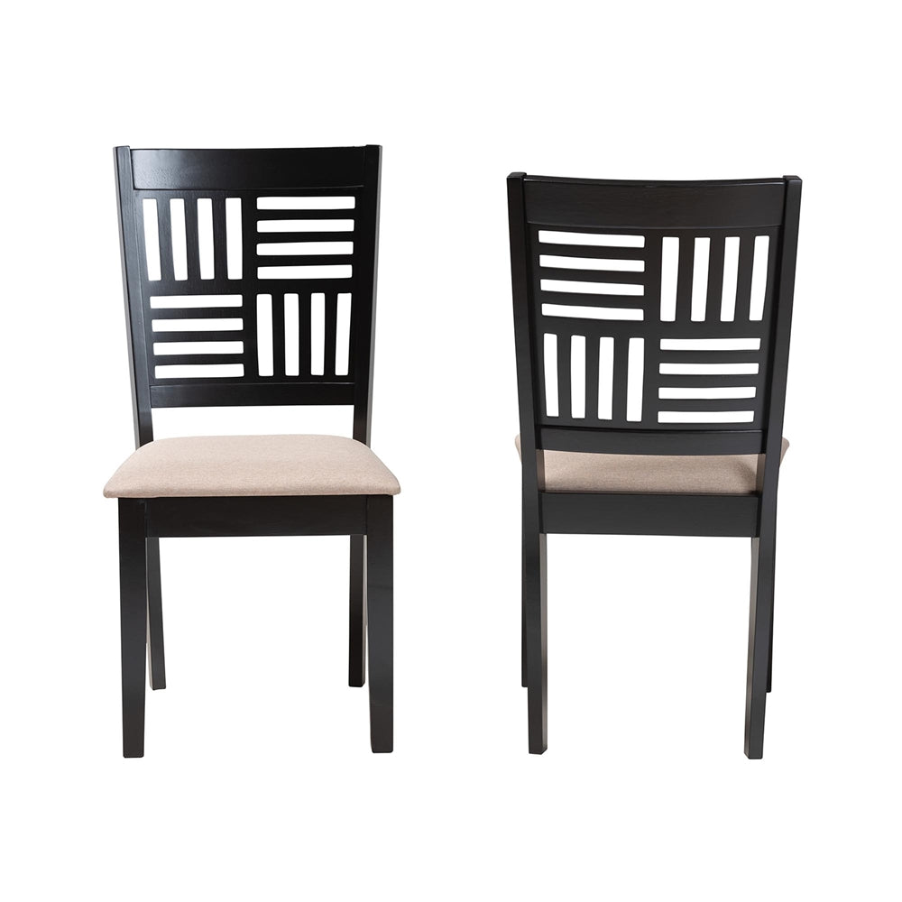 Baxton Studio Deanna Modern Beige Fabric And Dark Brown Finished Wood 2-Piece Dining Chair Set