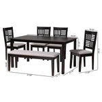 Load image into Gallery viewer, Baxton Studio Deanna Modern Grey Fabric And Dark Brown Finished Wood 6-Piece Dining Set
